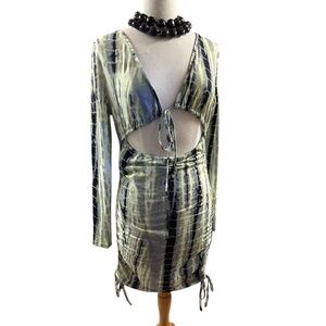 SHEIN Summer Tie Dye Drawstring Cutout Bodycon Dress